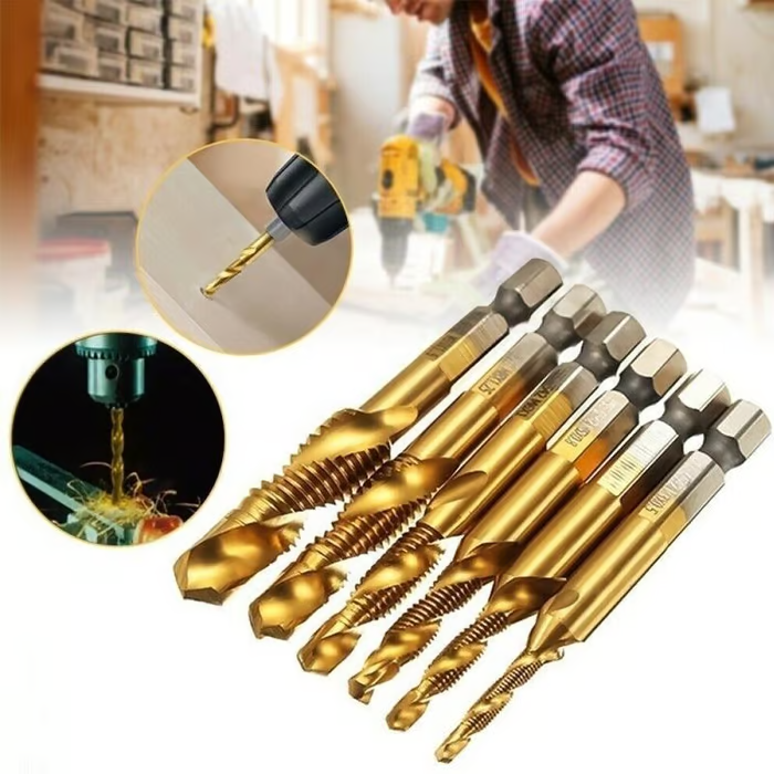 6 Piece Metric Thread Tap Drill Bits Set（Excluding machines）