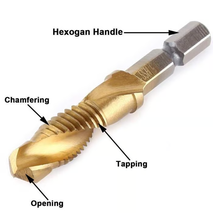 6 Piece Metric Thread Tap Drill Bits Set（Excluding machines）