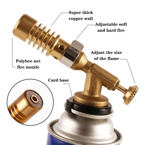 "Ignite with Power – Portable Copper Gas Torch for Outdoor & DIY!"