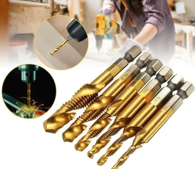 🔧 6-Piece Metric Thread Tap Drill Bits Set