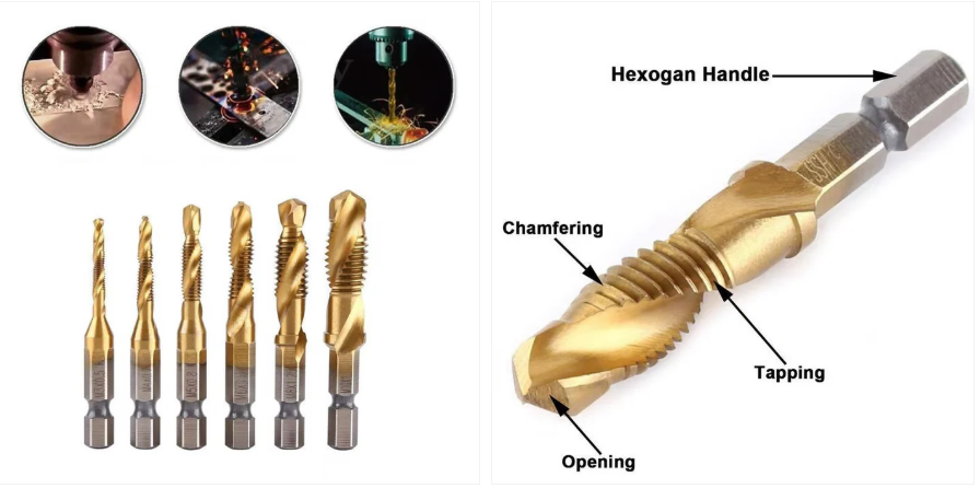 🔧 6-Piece Metric Thread Tap Drill Bits Set