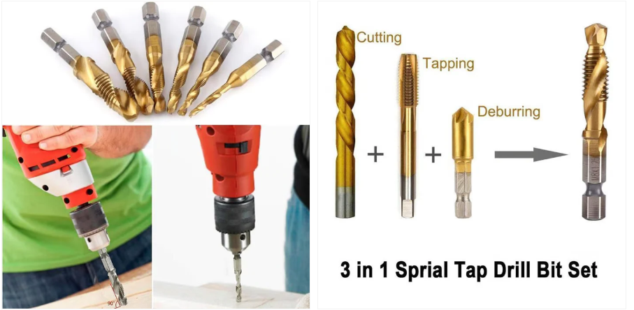 🔧 6-Piece Metric Thread Tap Drill Bits Set