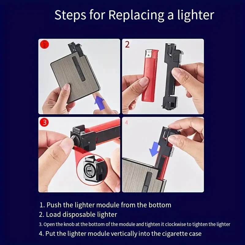 Automatic Ejection Cigarette Dispenser Case Lighter