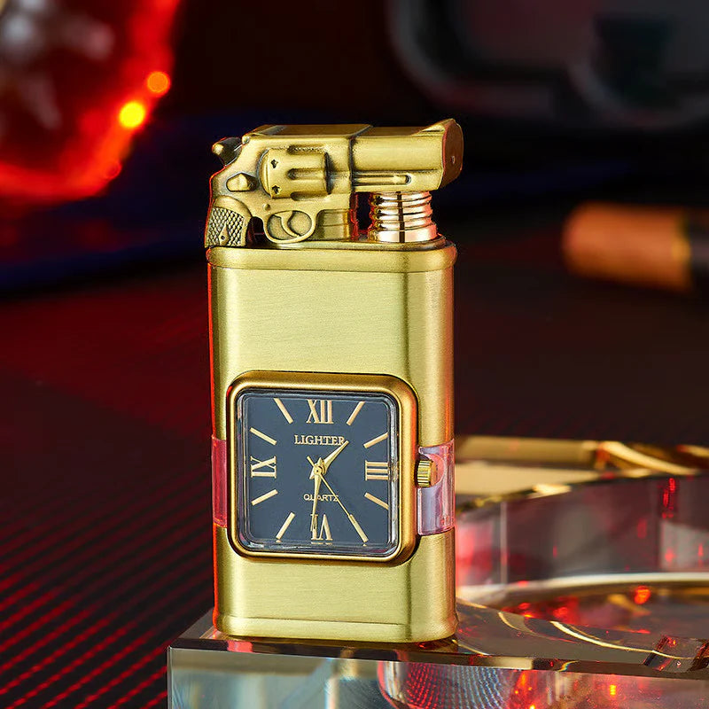 🔥 Windproof Lighter Vintage Watch Bezel Jet Flame Torch