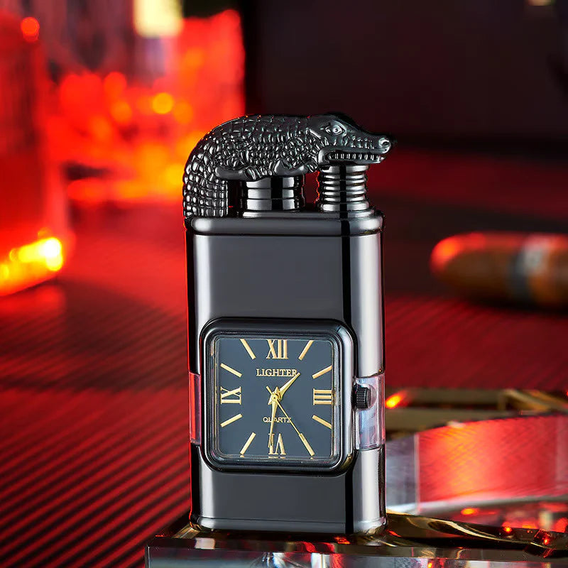 🔥 Windproof Lighter Vintage Watch Bezel Jet Flame Torch