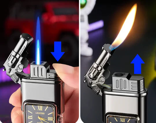 🔥 Windproof Lighter Vintage Watch Bezel Jet Flame Torch