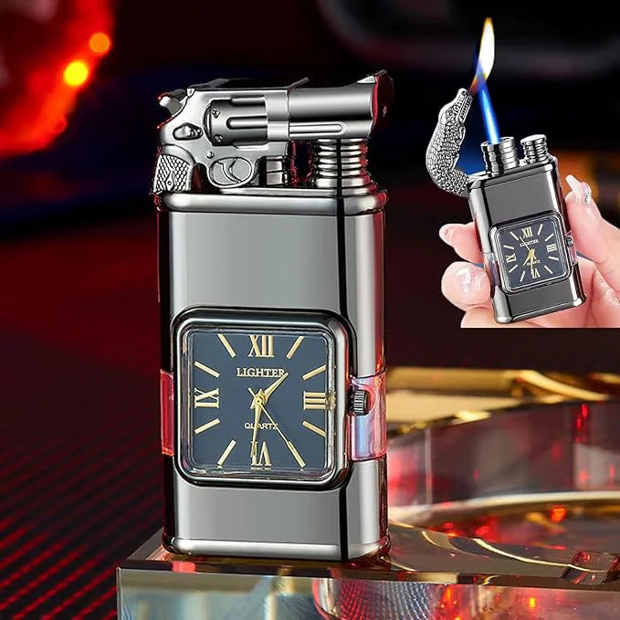 🔥 Windproof Lighter Vintage Watch Bezel Jet Flame Torch