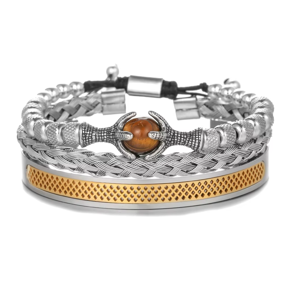 Luxury Set Men Bracelet Stainless Steel Handmade