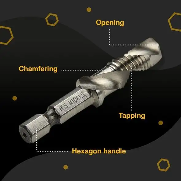 🔥Thread Tap Drill Bits Set（6PCS  Excluding machines）