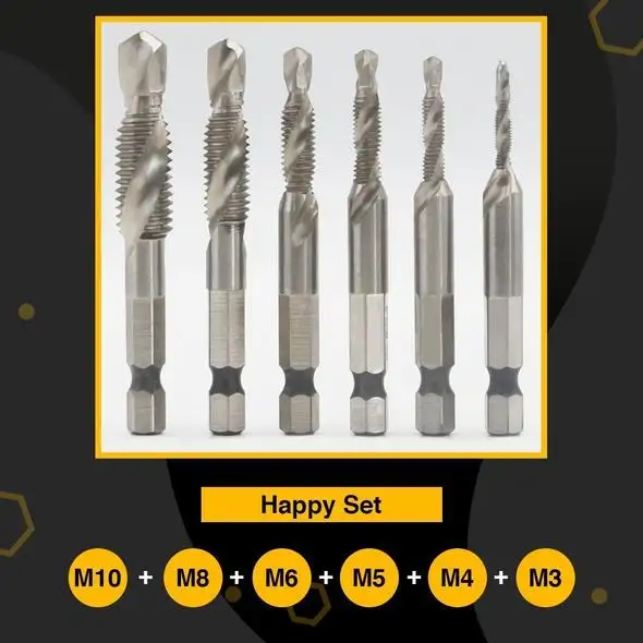 🔥Thread Tap Drill Bits Set（6PCS  Excluding machines）