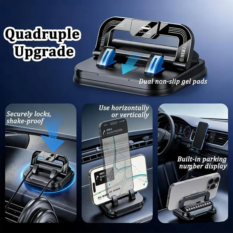 2-in-1 Suction Cup Car Phone Holder with Parking Number Plate
