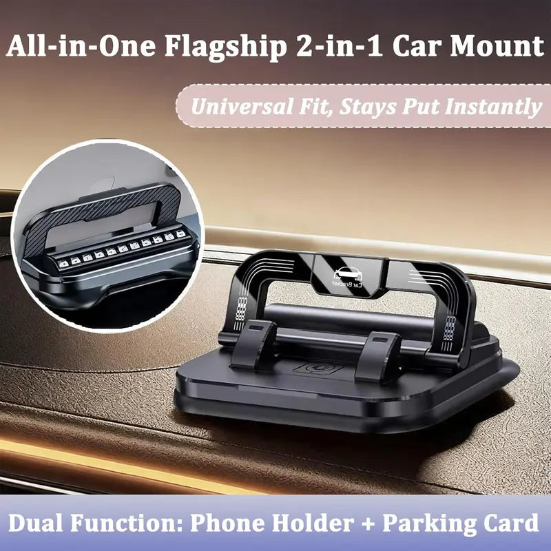 2-in-1 Suction Cup Car Phone Holder with Parking Number Plate