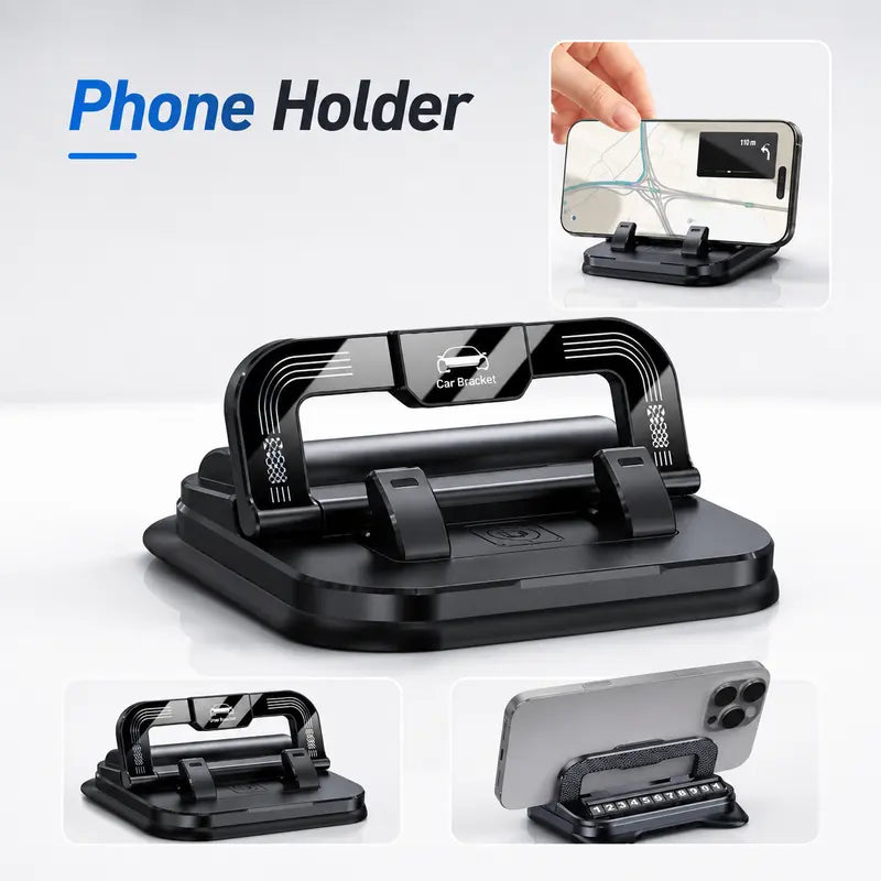 2-in-1 Suction Cup Car Phone Holder with Parking Number Plate