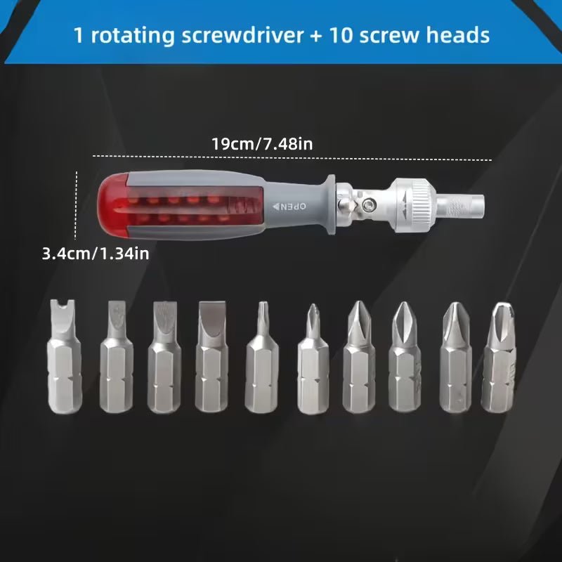 10-in-1 Manual Ratchet Screwdriver Set