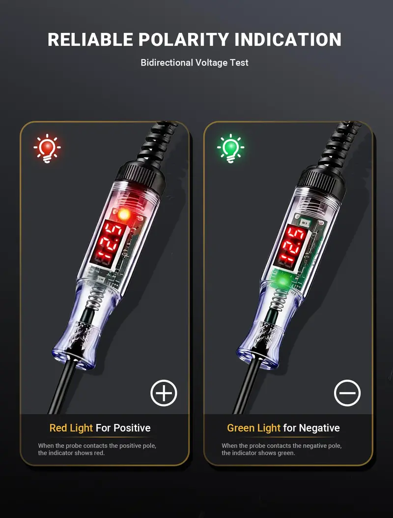 Automotive Test Light with 3-48V LED Digital Voltage Display
