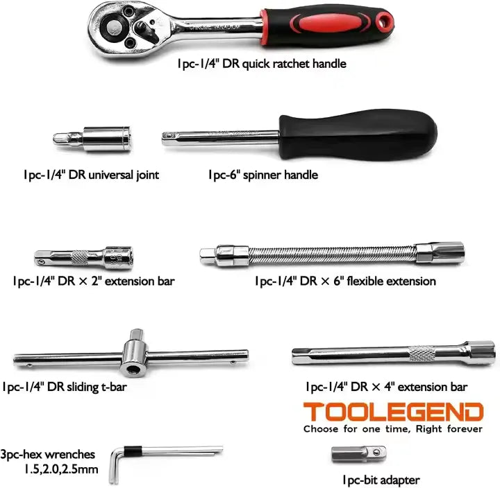 🛠️ 2082 Adjustable Long Handle Ratchet Wrench Set – 46-Piece