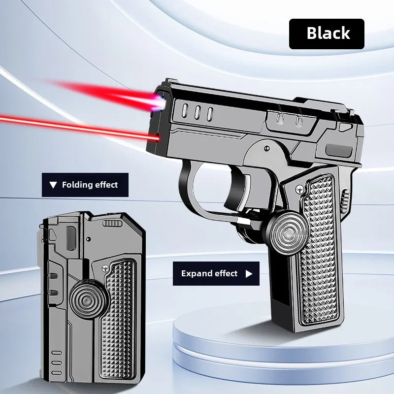 Multi Functional Folding Dual Form Decompression Gyro Gun Shaped Lighter