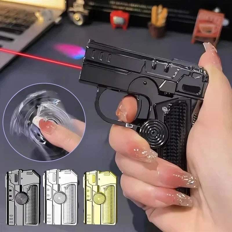 Multi Functional Folding Dual Form Decompression Gyro Gun Shaped Lighter