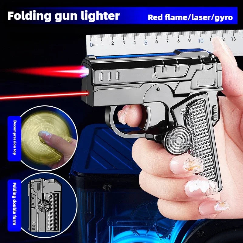 Multi Functional Folding Dual Form Decompression Gyro Gun Shaped Lighter