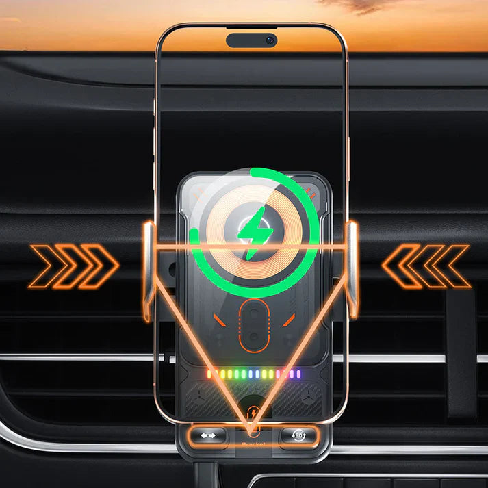 Smart 2-in-1 Automatic Rotating Car Phone Holder and Wireless Charger
